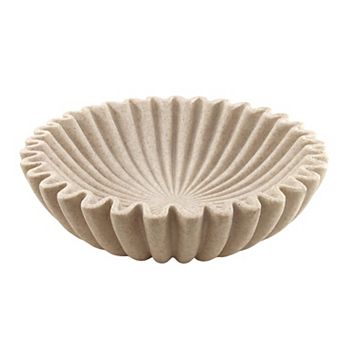 Scalloped Edge Decorative Bowl Multifunctional Storage Tray Faux Stone
