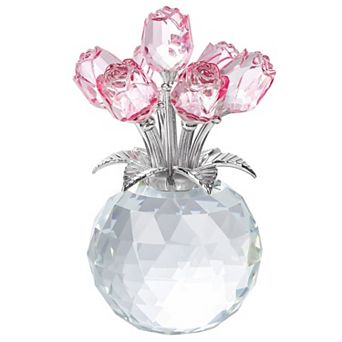 Rose Crystal Figurine Round Vase Gift