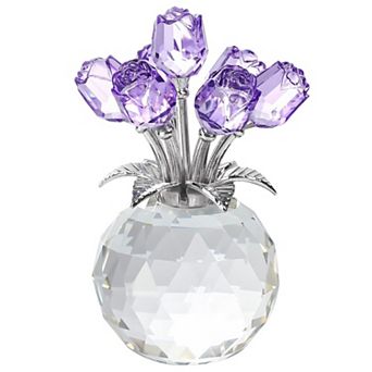 Rose Crystal Figurine Round Vase Gift