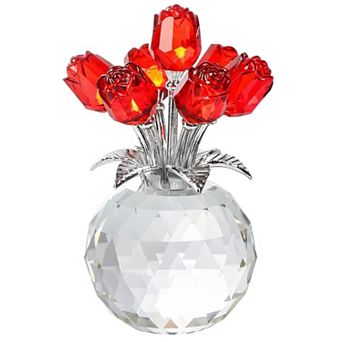 Rose Crystal Figurine Round Vase Gift