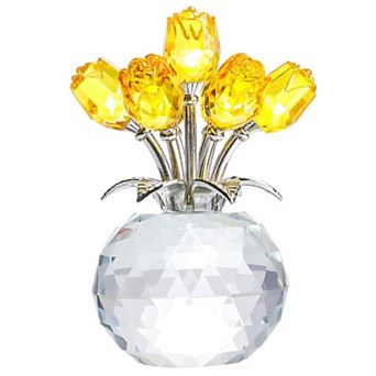 Rose Crystal Figurine Round Vase Gift