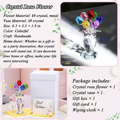 Crystal Rose Glass Bouquet Vase Gift