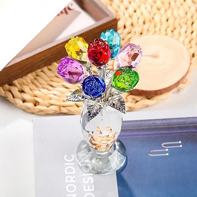 Crystal Rose Glass Bouquet Vase Gift