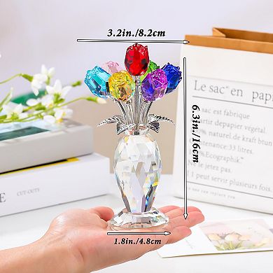 Crystal Rose Glass Bouquet Vase Gift