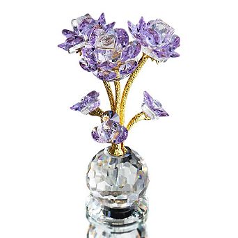 Crystal Rose Flower Figurine Glass Collectible Home Decor Gift
