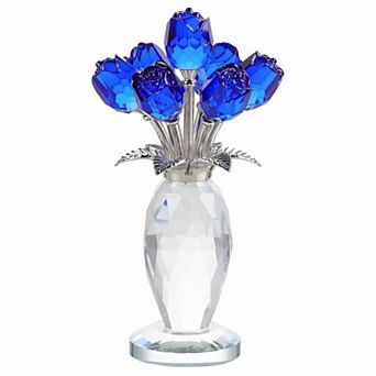 Crystal Rose Flower Figurine Vase Handmade Romantic Gift Home Decor