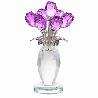Crystal Rose Flower Figurine Vase Handmade Romantic Gift Home Decor