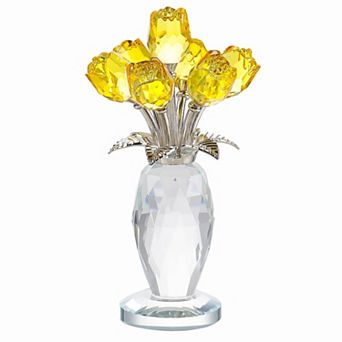 Crystal Rose Flower Figurine Vase Handmade Romantic Gift Home Decor