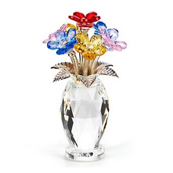 Crystal Blue Rose Glass Paperweight Gift