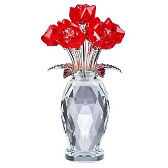 Crystal Blue Rose Glass Paperweight Gift