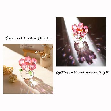 Crystal Rose Bouquet Glass Figurine Gift
