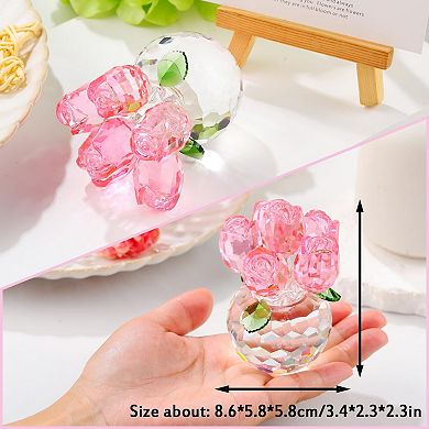 Crystal Rose Bouquet Glass Figurine Gift