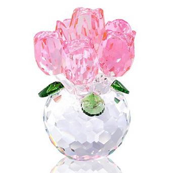 Crystal Rose Bouquet Glass Figurine Gift