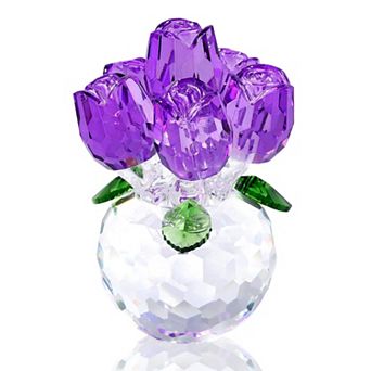 Crystal Rose Bouquet Glass Figurine Gift
