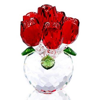 Crystal Rose Bouquet Glass Figurine Gift