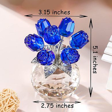 Crystal Rose Flower Vase Ornament Gift Decor