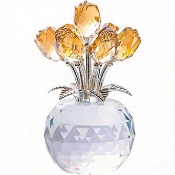Crystal Rose Flower Vase Ornament Gift Decor