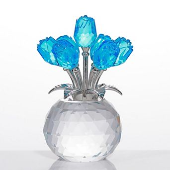 Crystal Rose Flower Vase Ornament Gift Decor