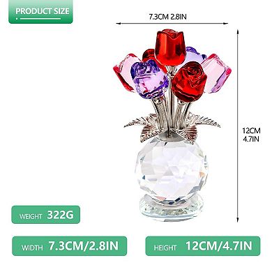 Crystal Rose Bouquet Flower Figurine For Mom