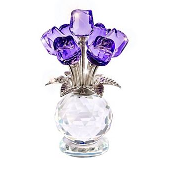 Crystal Rose Bouquet Flower Figurine For Mom