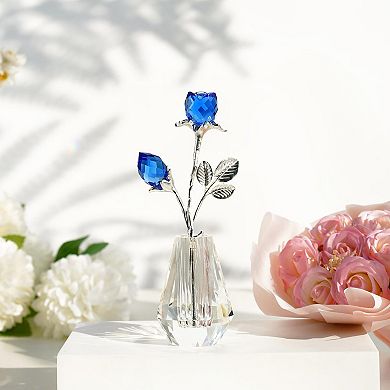 Crystal Rose Glass Figurine Wedding Gift Home Decor