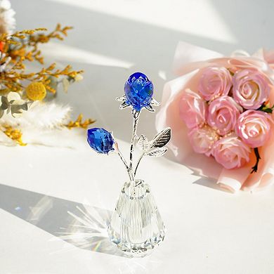 Crystal Rose Glass Figurine Wedding Gift Home Decor