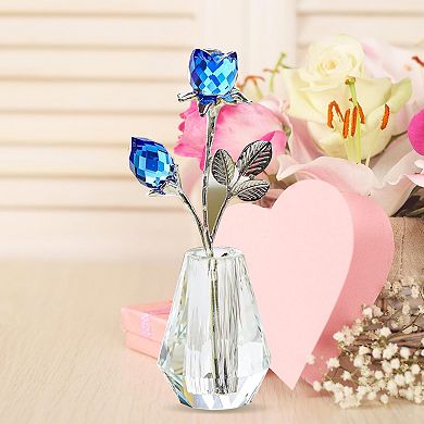 Crystal Rose Glass Figurine Wedding Gift Home Decor