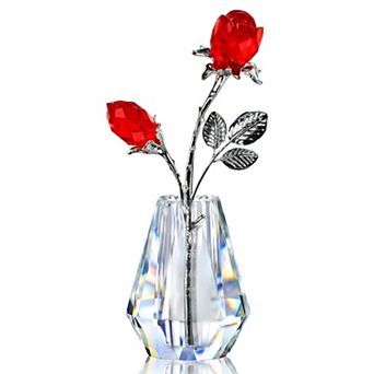 Crystal Rose Glass Figurine Wedding Gift Home Decor
