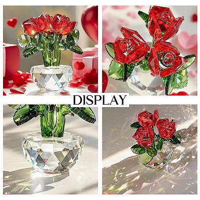 Crystal Rose Bouquet Figurine Gift Box