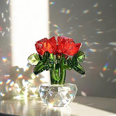 Crystal Rose Bouquet Figurine Gift Box