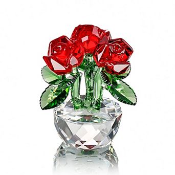 Crystal Rose Bouquet Figurine Gift Box