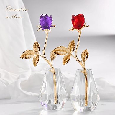 Crystal Rose Glass Flower Decor Wedding Gift