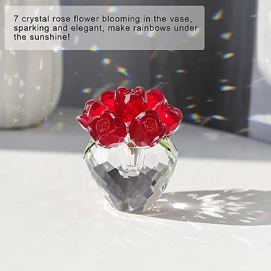 Crystal Rose Glass Bouquet Vase Home Decor Gift