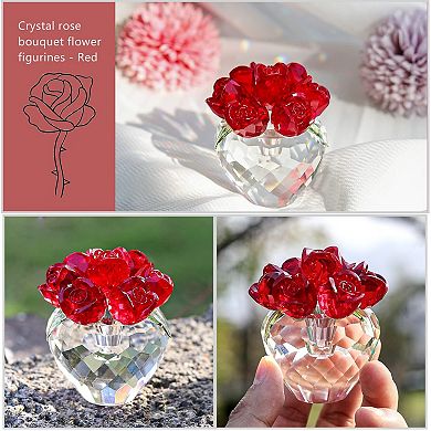 Crystal Rose Glass Bouquet Vase Home Decor Gift