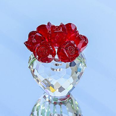 Crystal Rose Glass Bouquet Vase Home Decor Gift