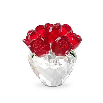 Crystal Rose Glass Bouquet Vase Home Decor Gift
