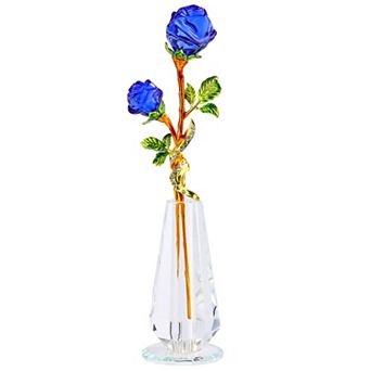 Crystal Rose Glass Flower Vase Ornament Gift