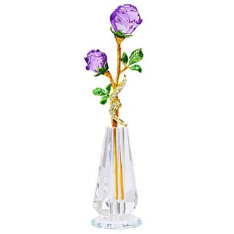 Crystal Rose Glass Flower Vase Ornament Gift