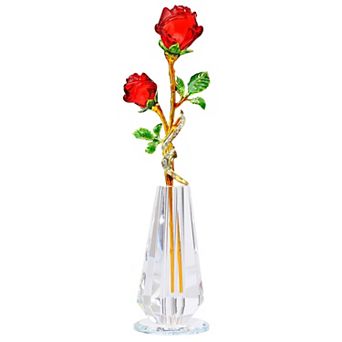 Crystal Rose Glass Flower Vase Ornament Gift