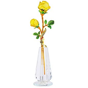 Crystal Rose Glass Flower Vase Ornament Gift