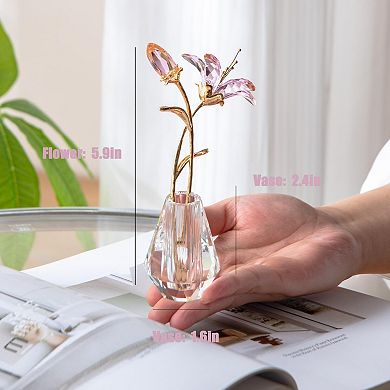 Crystal Lily Vase Sunshine Catcher Home Decor Gift Box