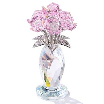 Crystal Glass Rose Bouquet Vase Decor Gift