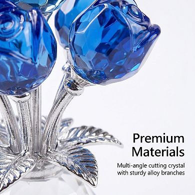 Crystal Rose Glass Bouquet Ornament Gift