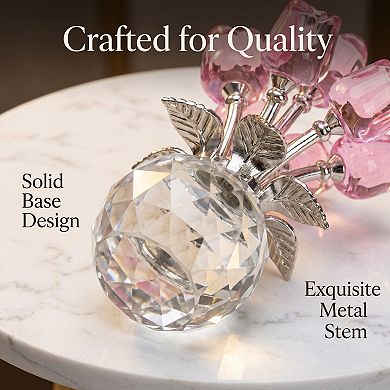Crystal Rose Glass Bouquet Ornament Gift