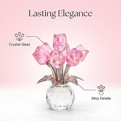 Crystal Rose Glass Bouquet Ornament Gift