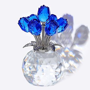 Crystal Rose Glass Bouquet Figurine Vase Gift