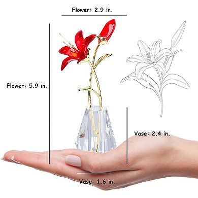 Crystal Lily Flower Figurine Handmade Collectible Statue