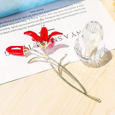 Crystal Lily Flower Figurine Handmade Collectible Statue