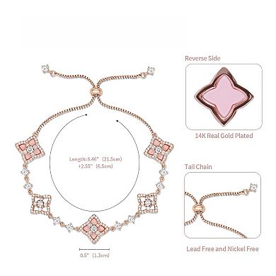 Women's Plated Shell Four Leaf Lucky Charm Bracelet