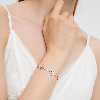 Women's Plated Shell Four Leaf Lucky Charm Bracelet